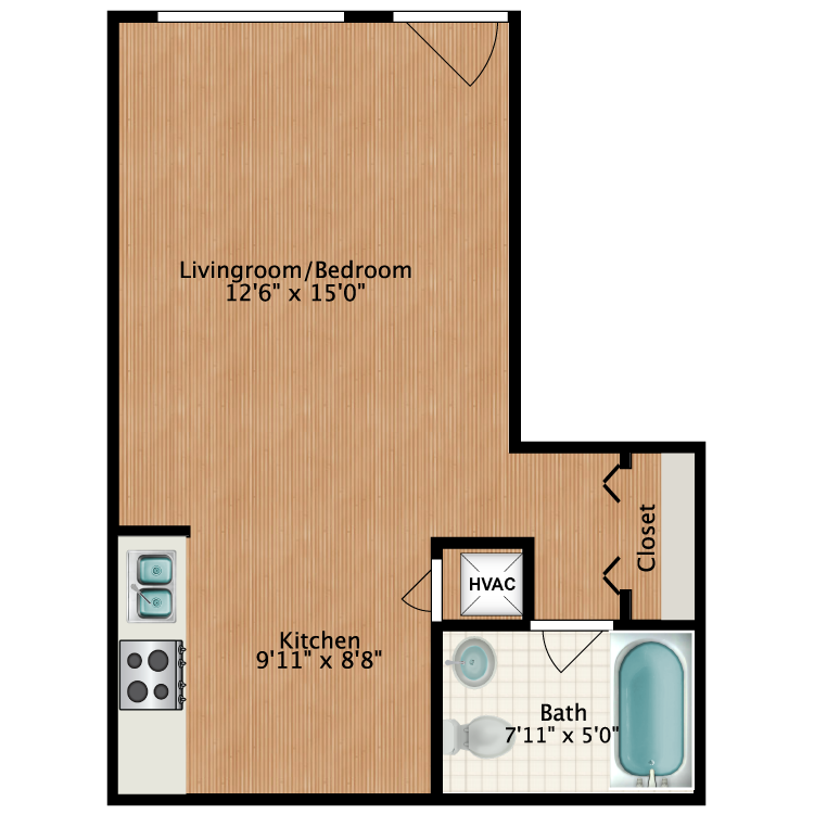 Floor plan image of Studio Deluxe