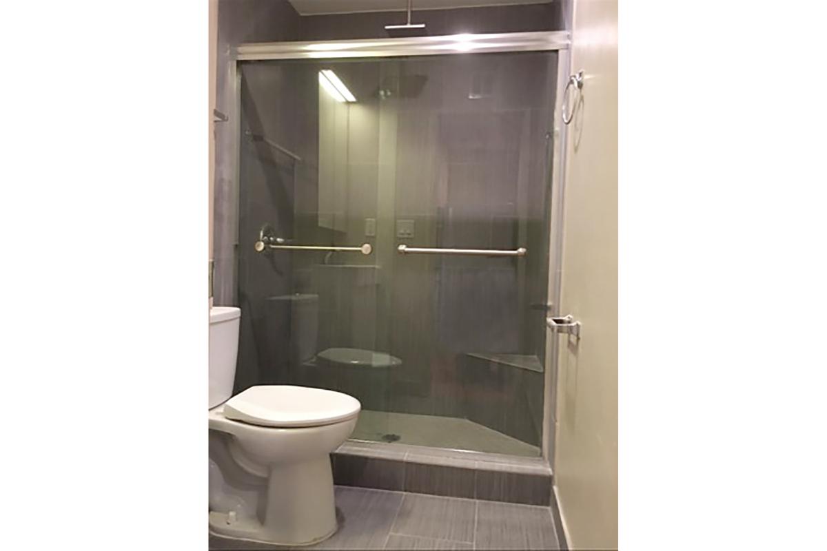 a glass shower door