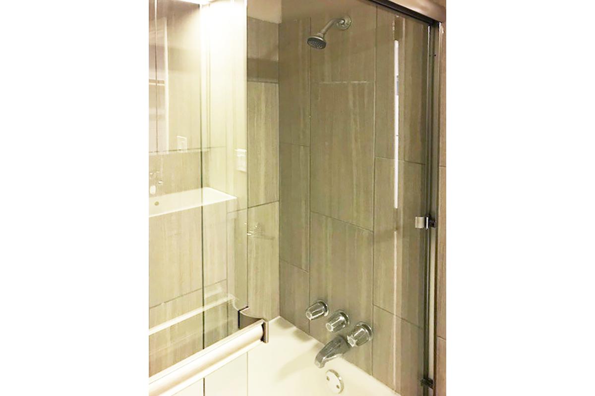 a glass shower door