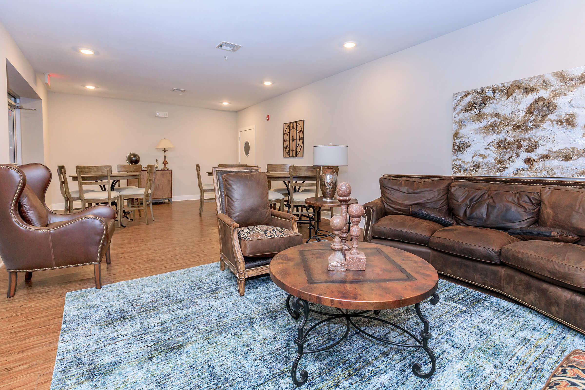 a living room filled with furniture and a rug