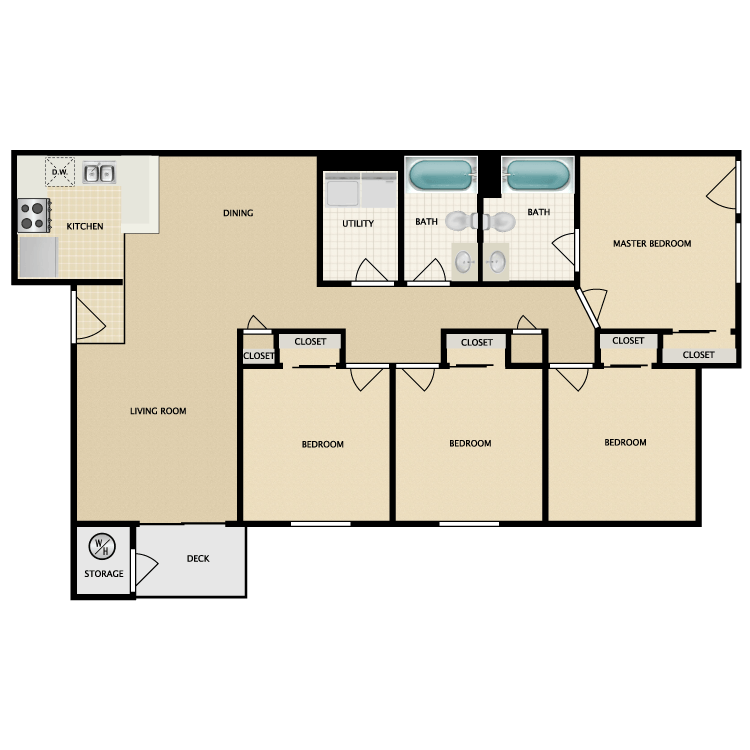 Floor plan image of 4 Bed 2 Bath