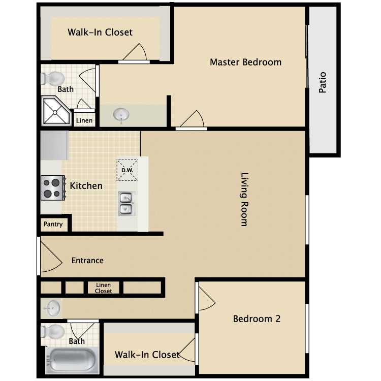 Floor plan image of 2 Bed 2 Bath B