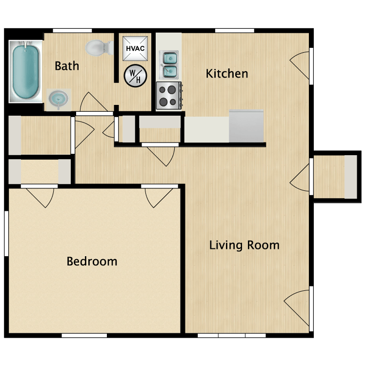 Floor plan image of 1 Bed 1 Bath Premium