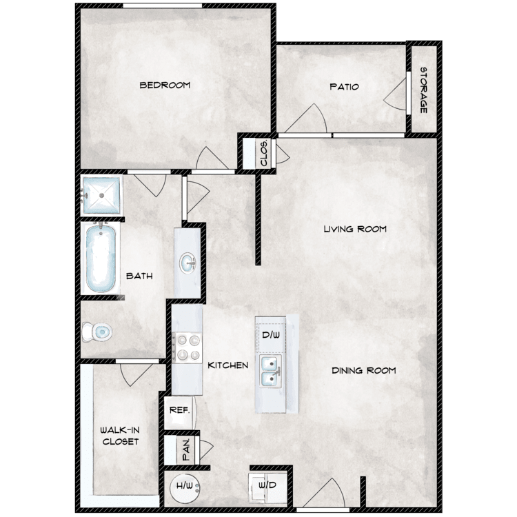 1 Bed 1 Bath B floor plan image