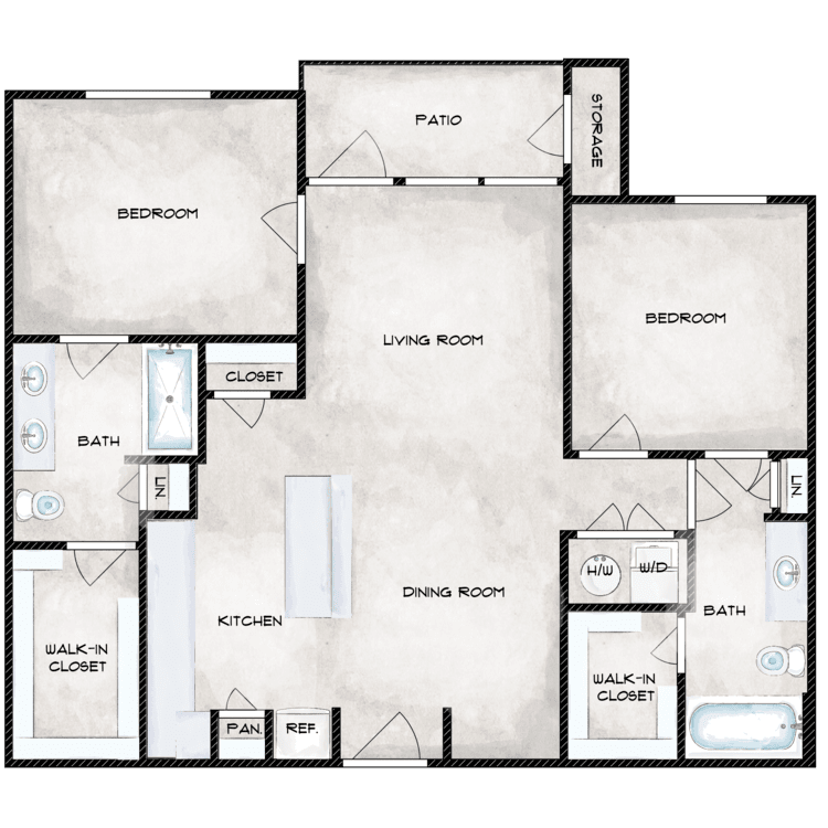 2 Bed 2 Bath B floor plan image