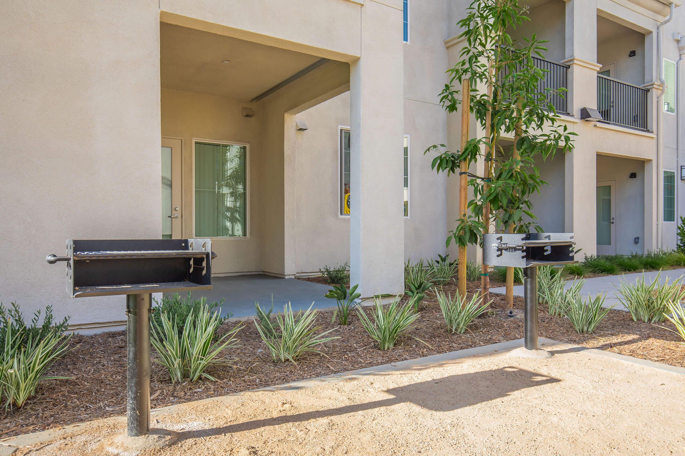 a bench in front of a house