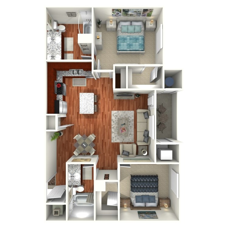Larkspur, a 2 bedroom 2 bathroom floor plan.