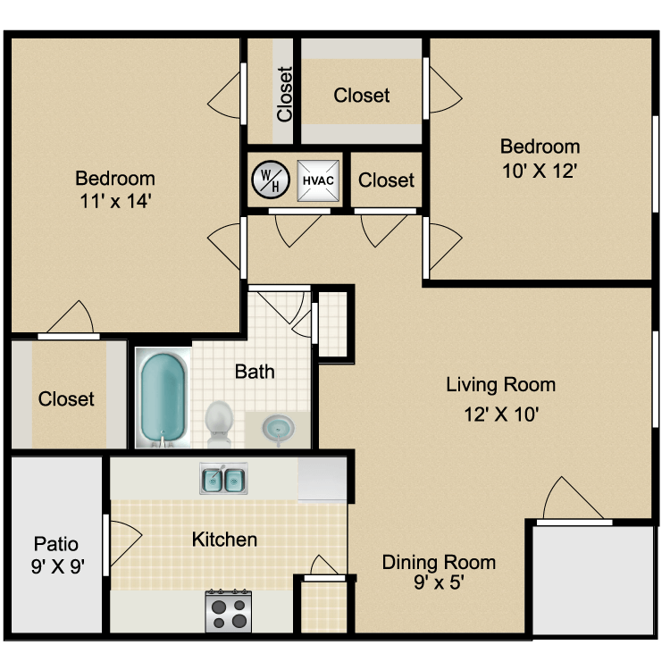 Floor plan image of 1B