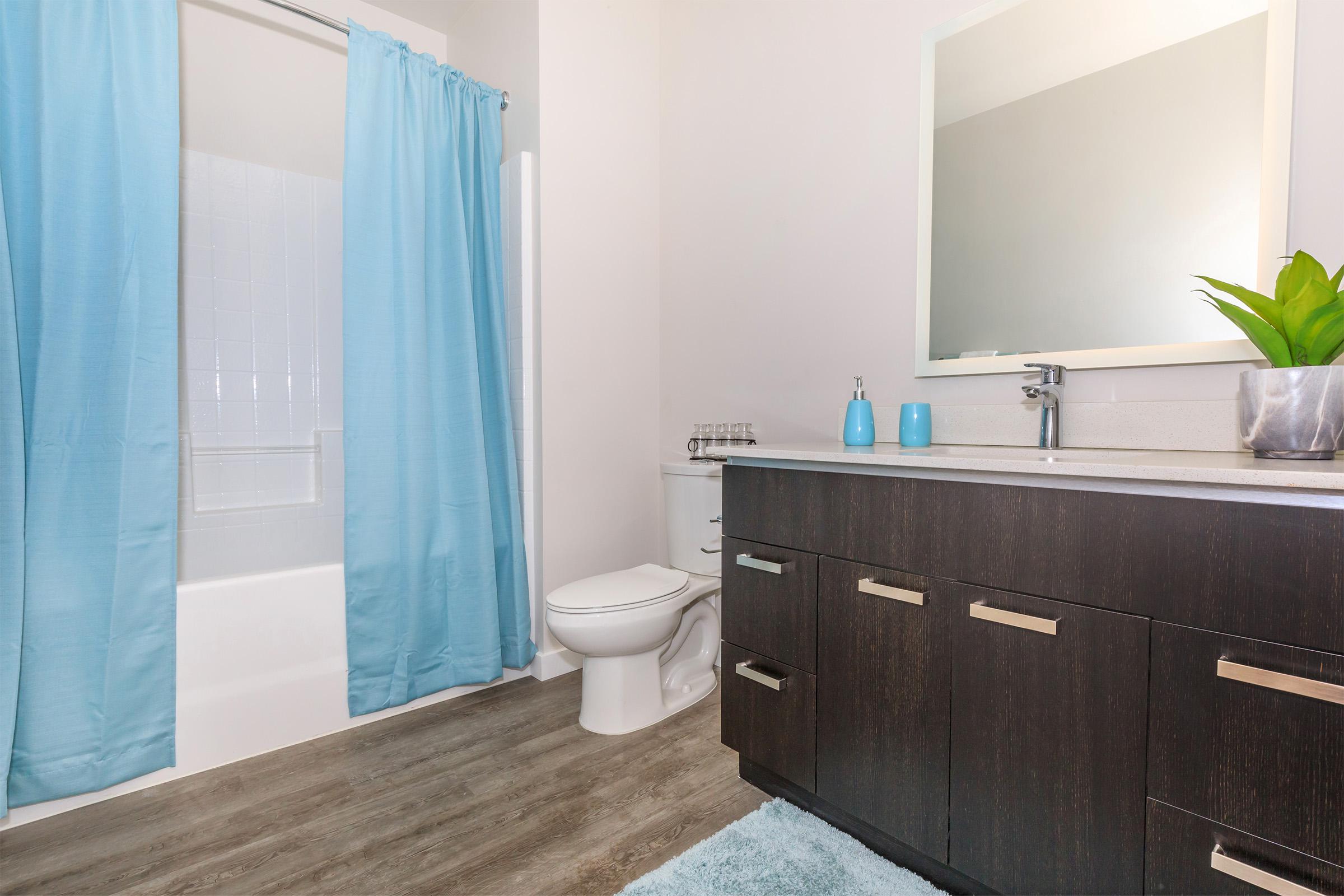a room with a sink and a shower
