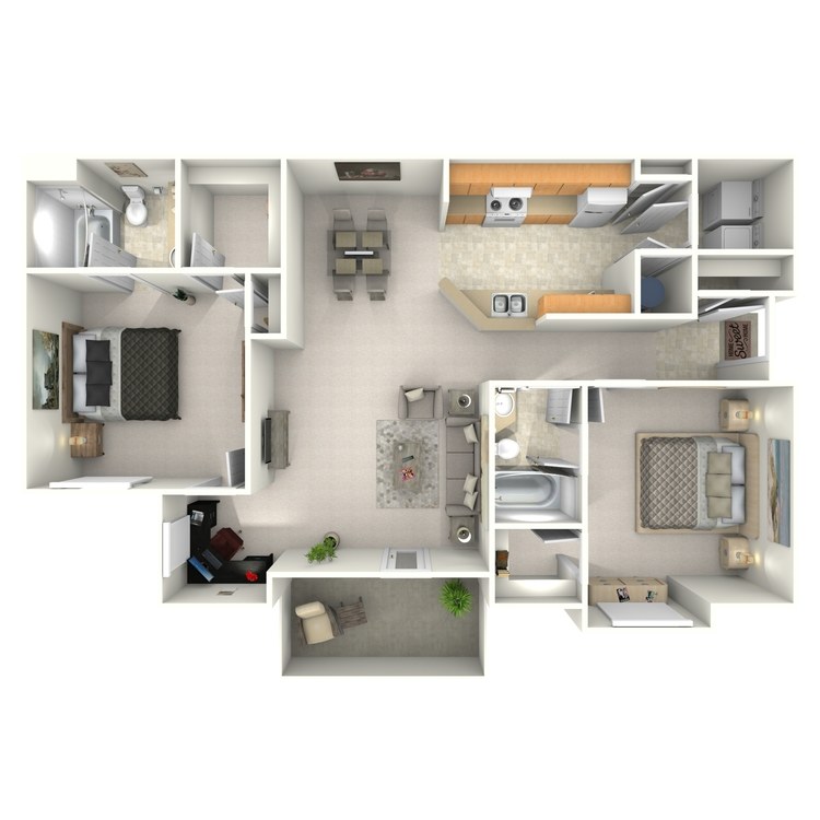 Floor plan image of 2 Bed 2 Bath