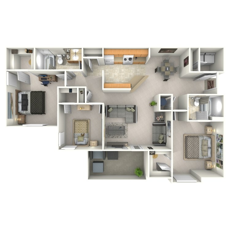 Floor plan image of 3 Bed 2 Bath