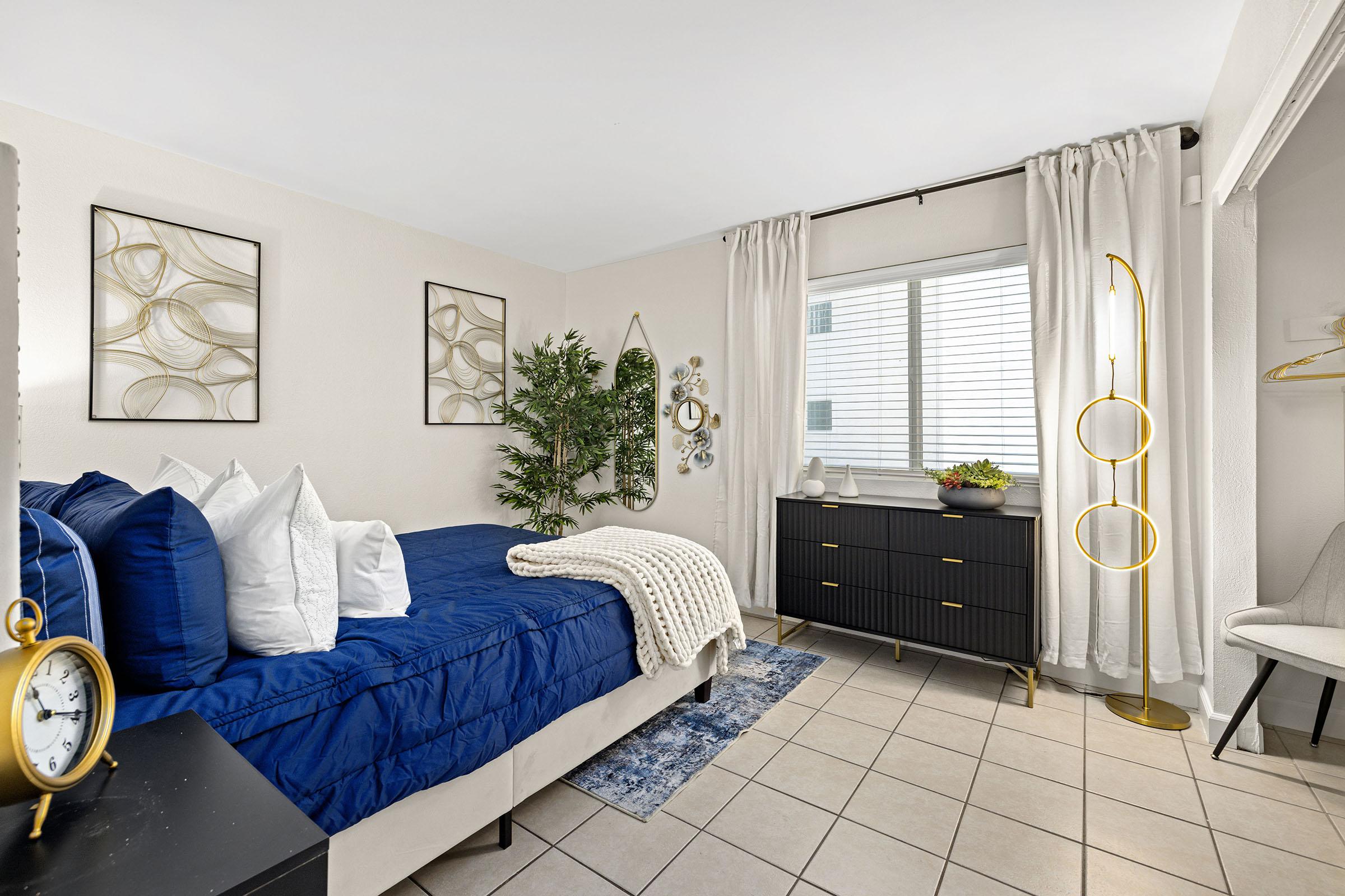 Furnished model bedroom.