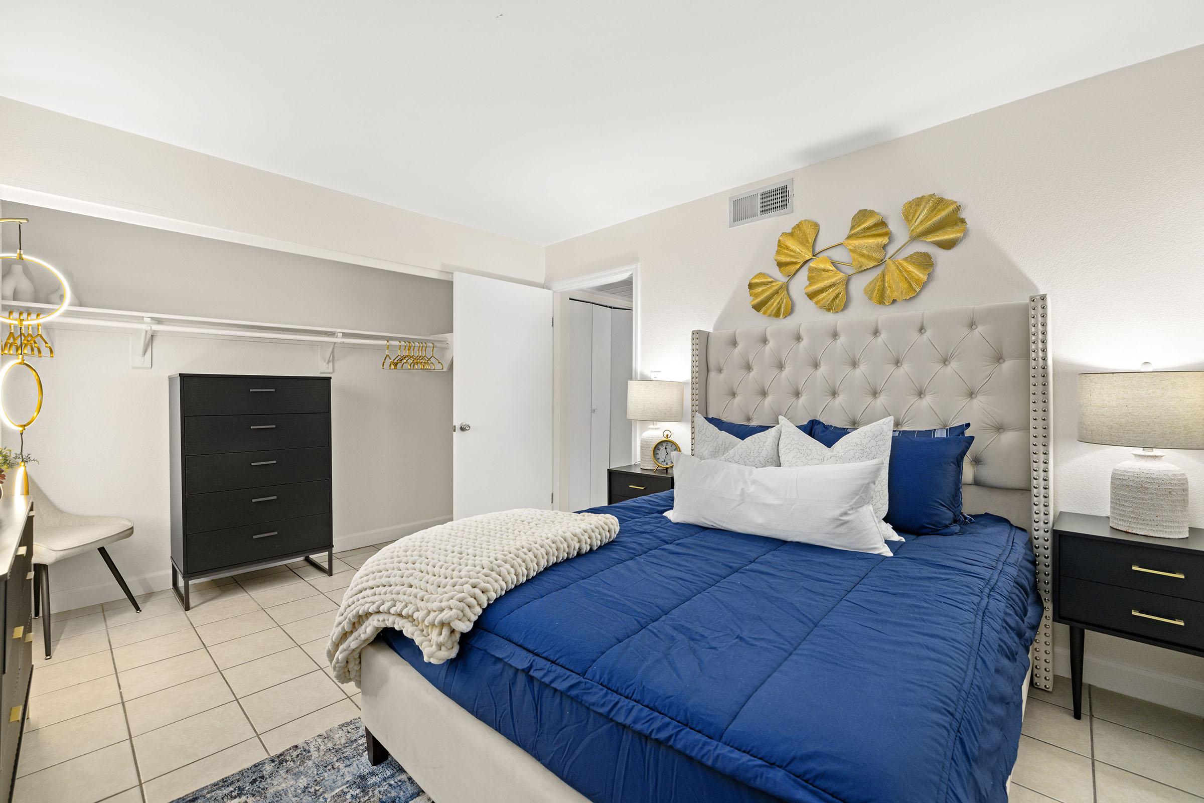 Furnished model bedroom.