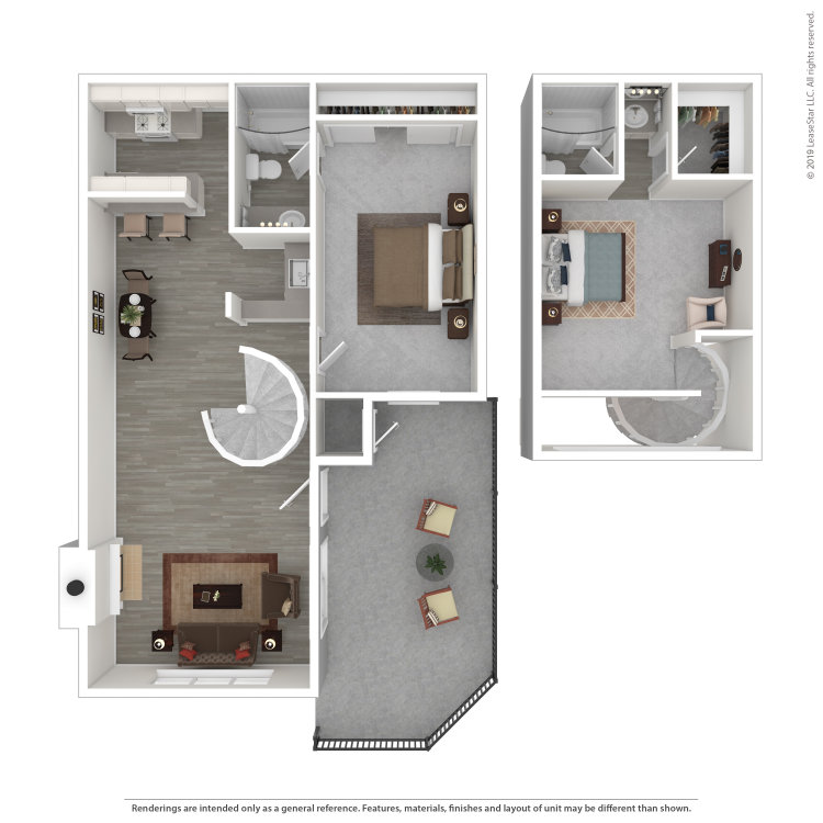 Plan 5, a 2 bedroom 2 bathroom floor plan.