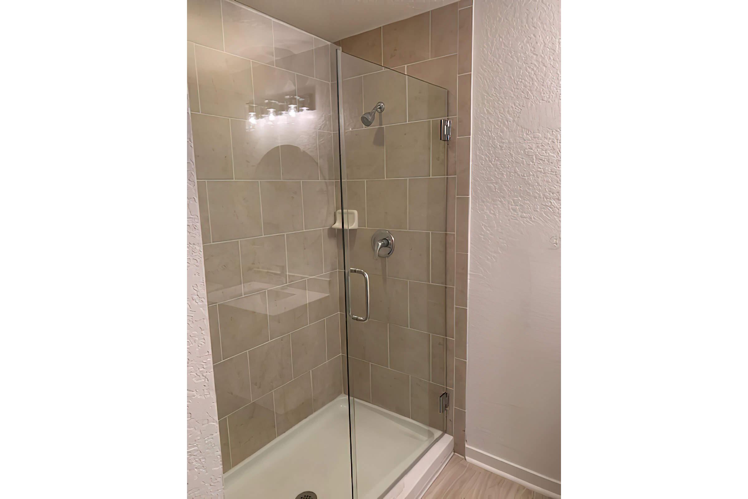 a glass shower door