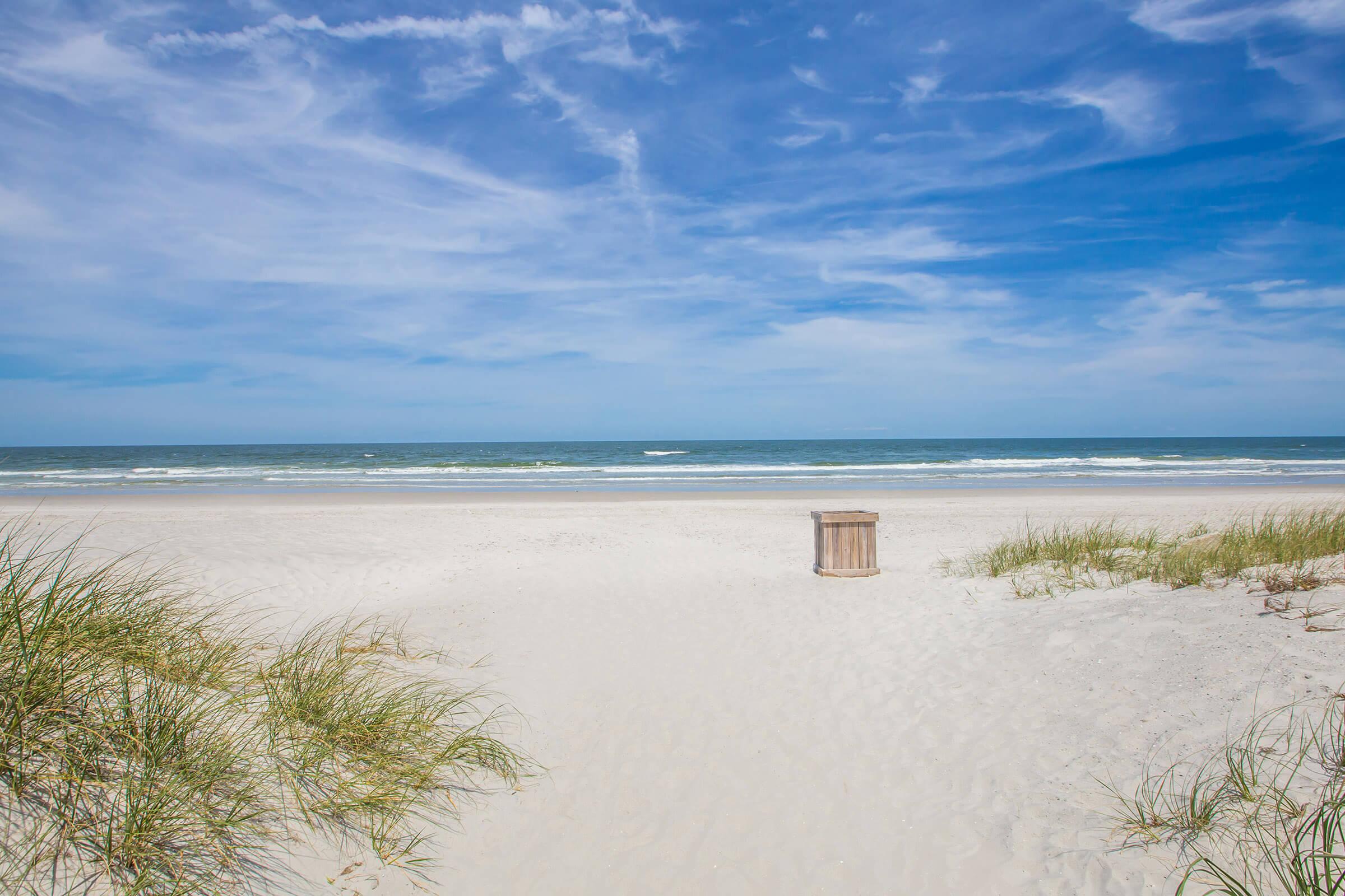 a sandy beach next to a body of water