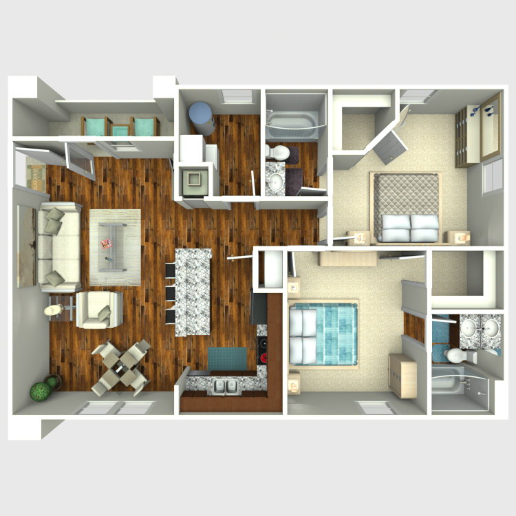 Floor plan image of 2 Bed 2 Bath Logan Ridge