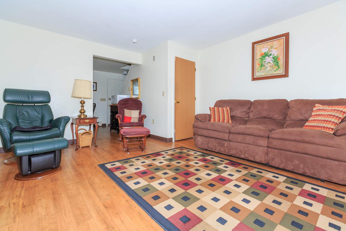 a living room filled with furniture and a rug