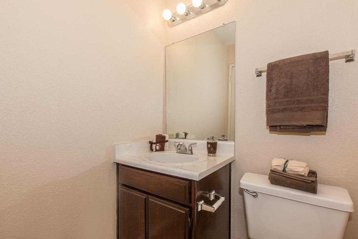 a white sink sitting under a mirror