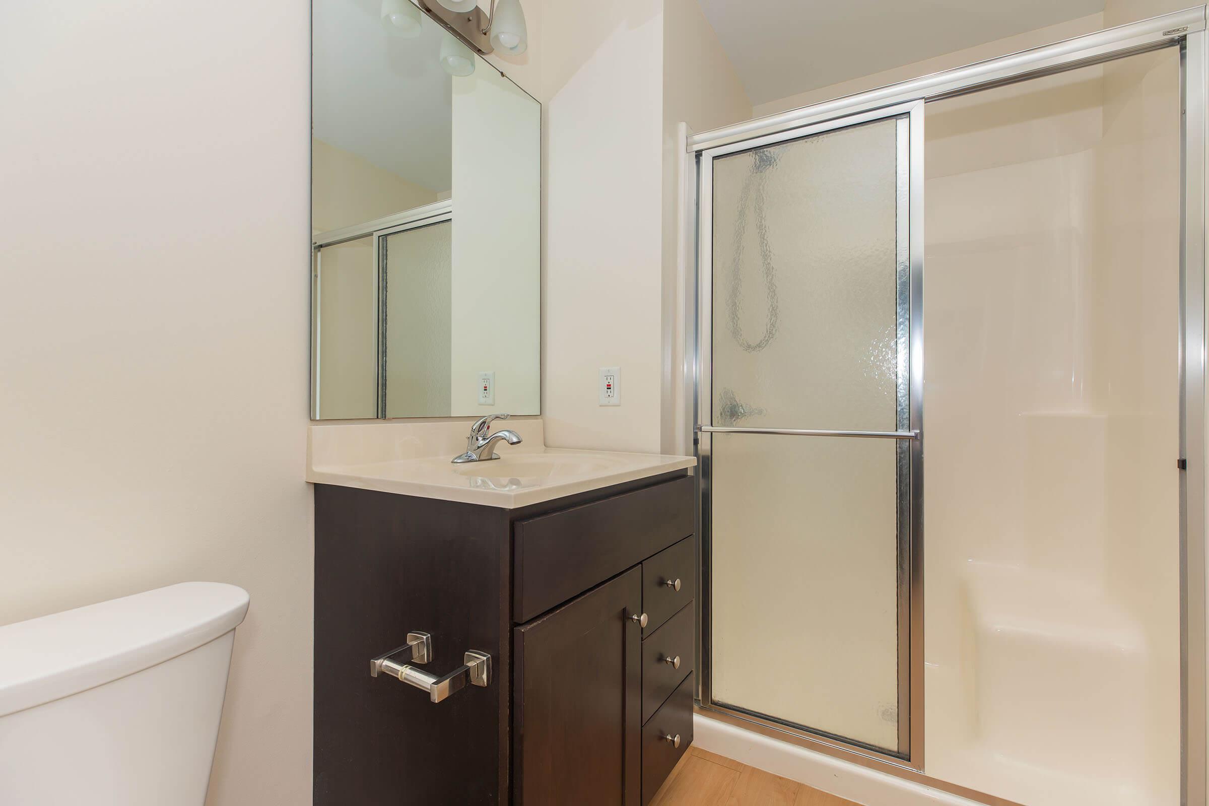 a shower in a small room