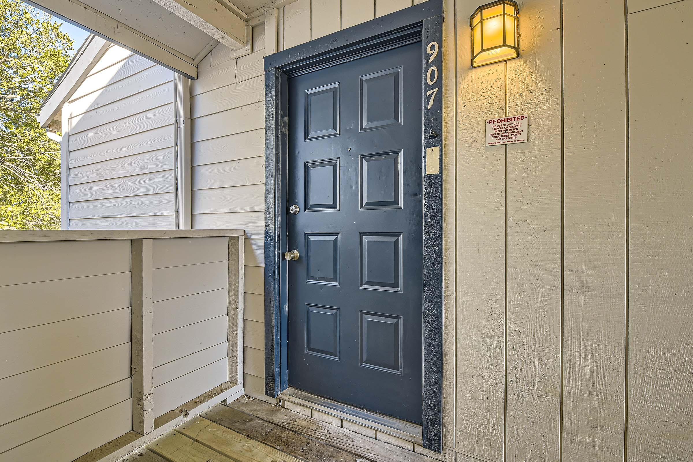 Outdoor door that is to apartment 907 at Rise Bedford Lake