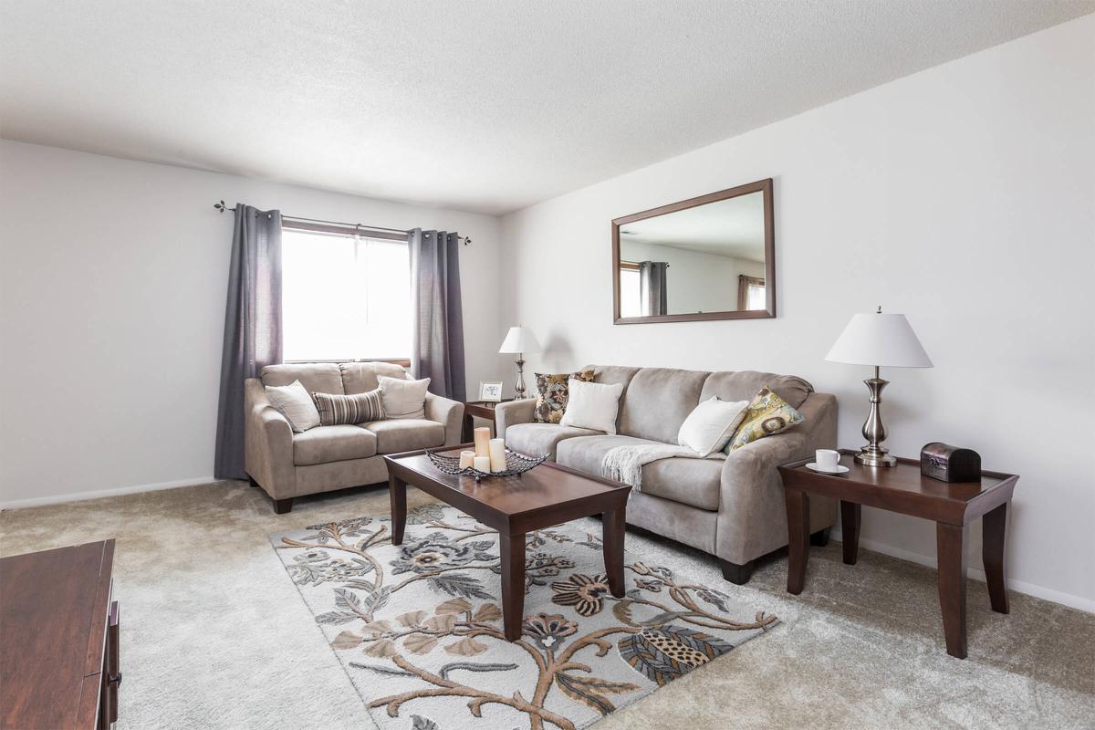 a living room filled with furniture and a fireplace