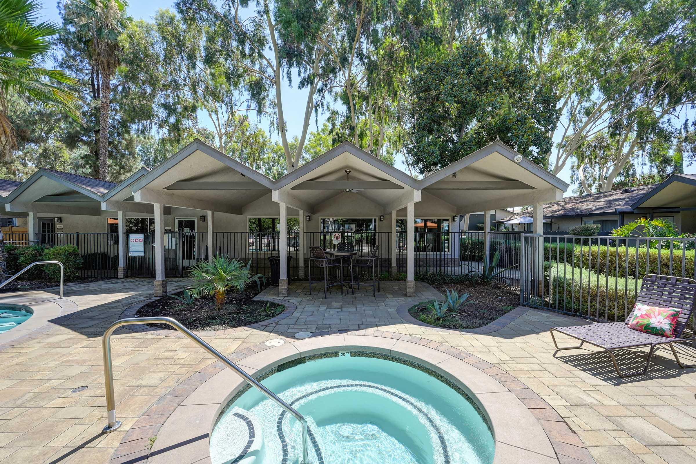 cabanas next to a spa