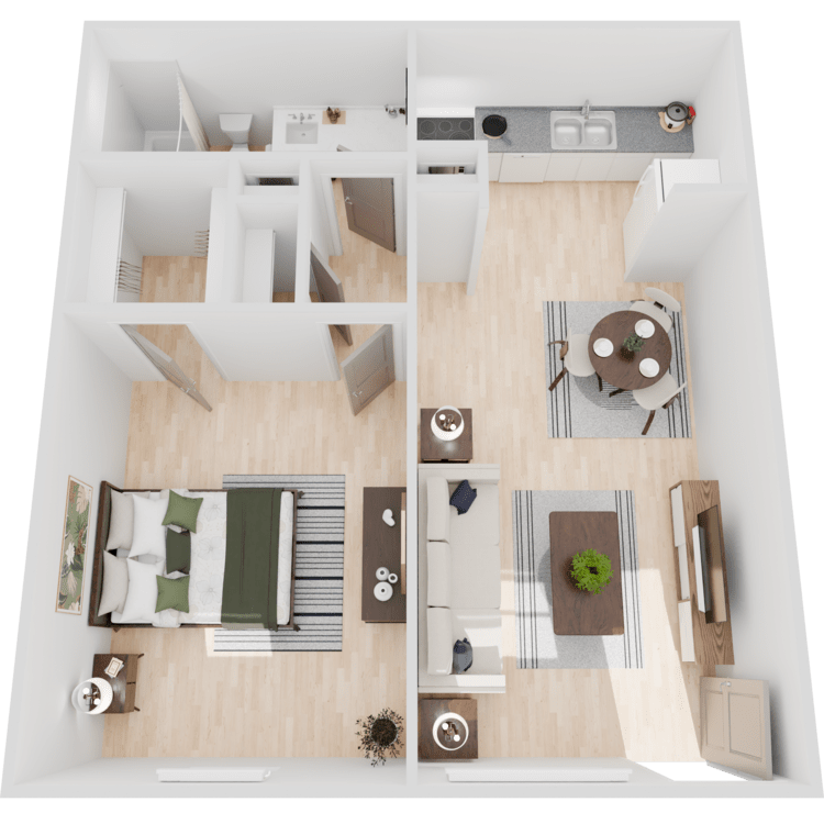1 Bed 1 Bath 600 floor plan