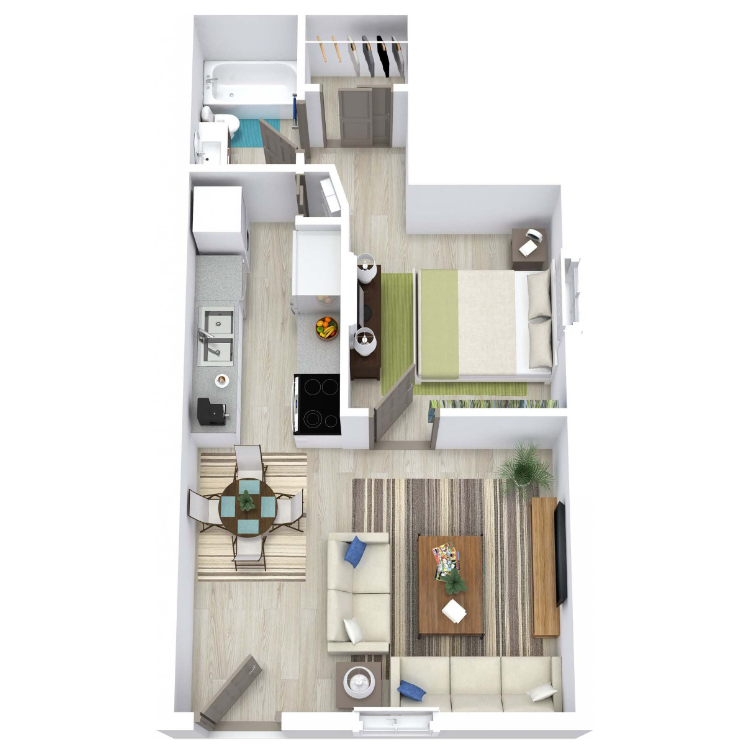 1 Bed 1 Bath 488 floor plan