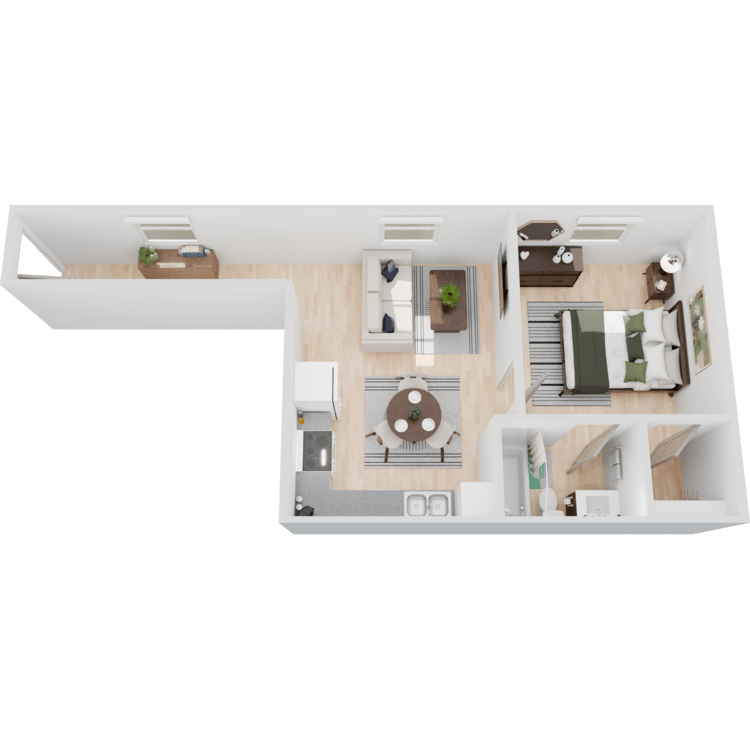 1 Bed 1 Bath 450 floor plan