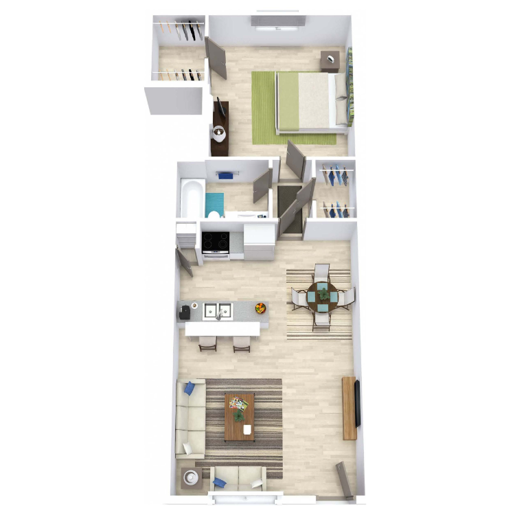 1 Bed 1 Bath 705 floor plan