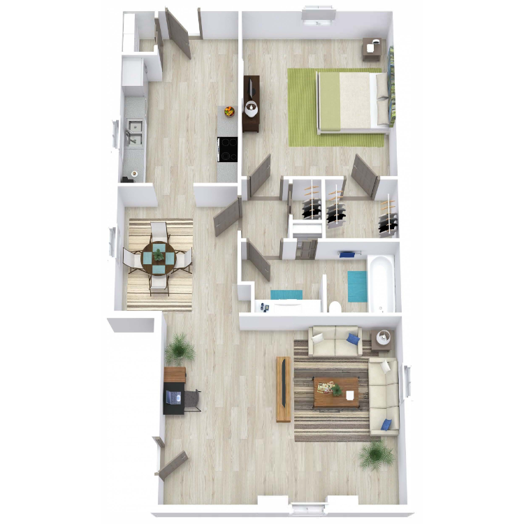 1 Bed 1 Bath 740 floor plan