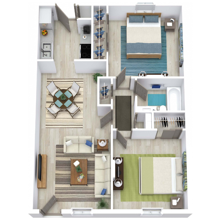 2 Bed 1 Bath 800 floor plan