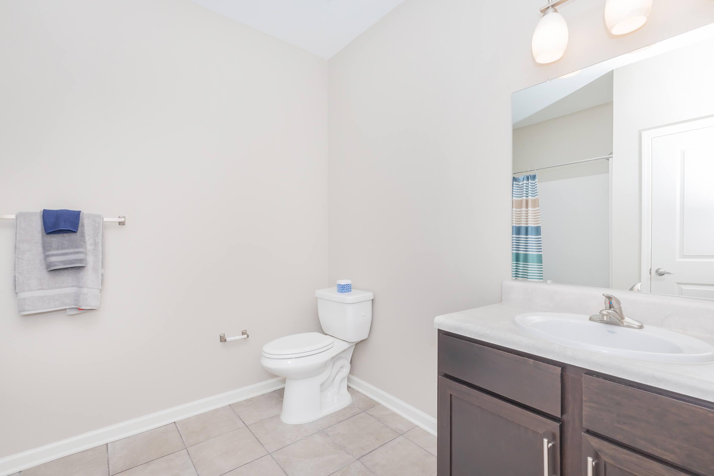 a white sink sitting under a mirror