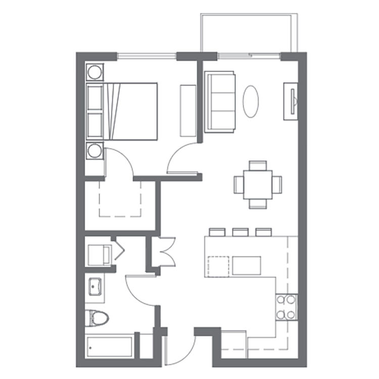 Floor plan image of 1 Bed 1 Bath C