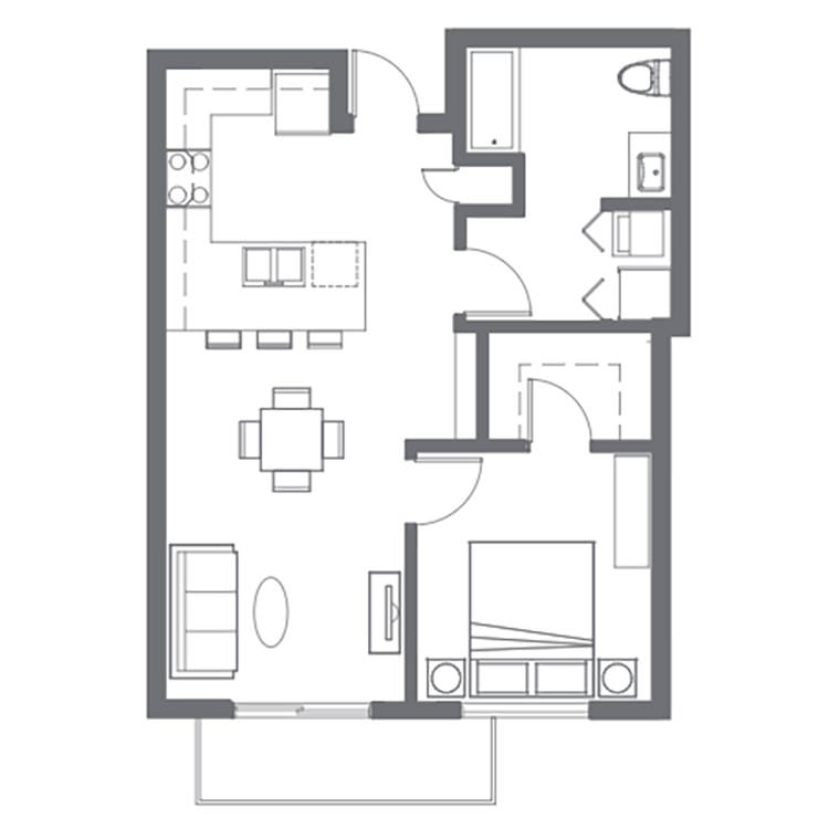 Floor plan image of 1 Bed 1 Bath F