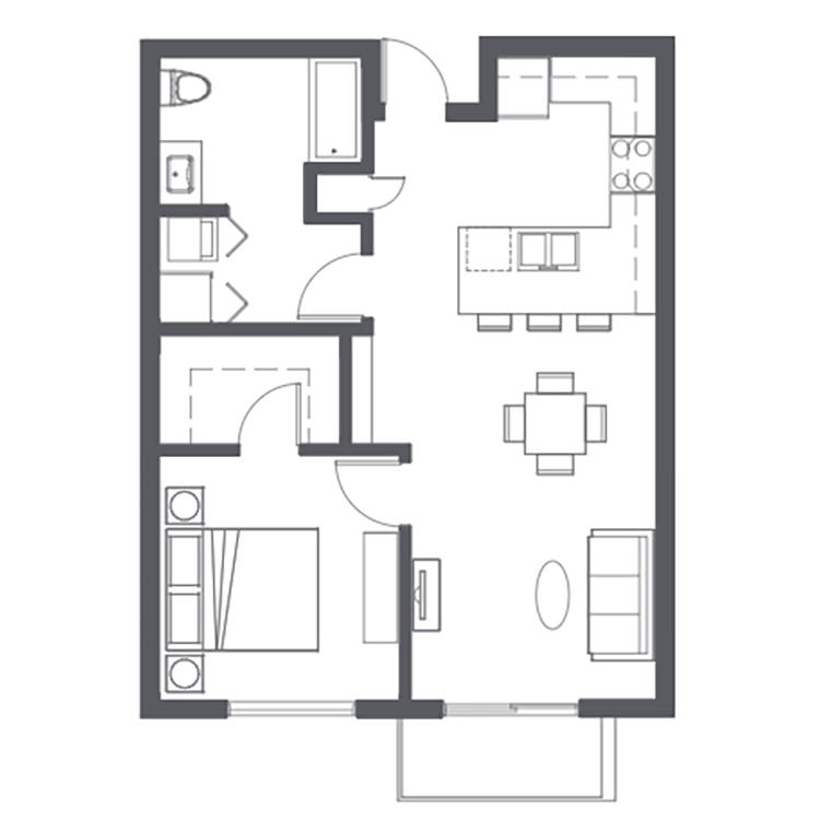 Floor plan image of 1 Bed 1 Bath B