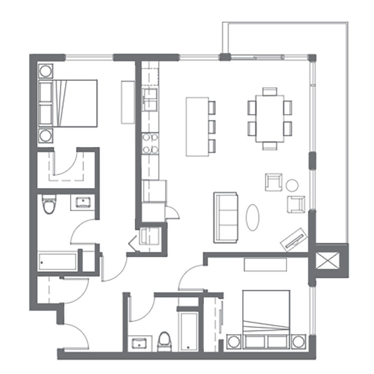 Floor plan image of 2 Bed 2 Bath D