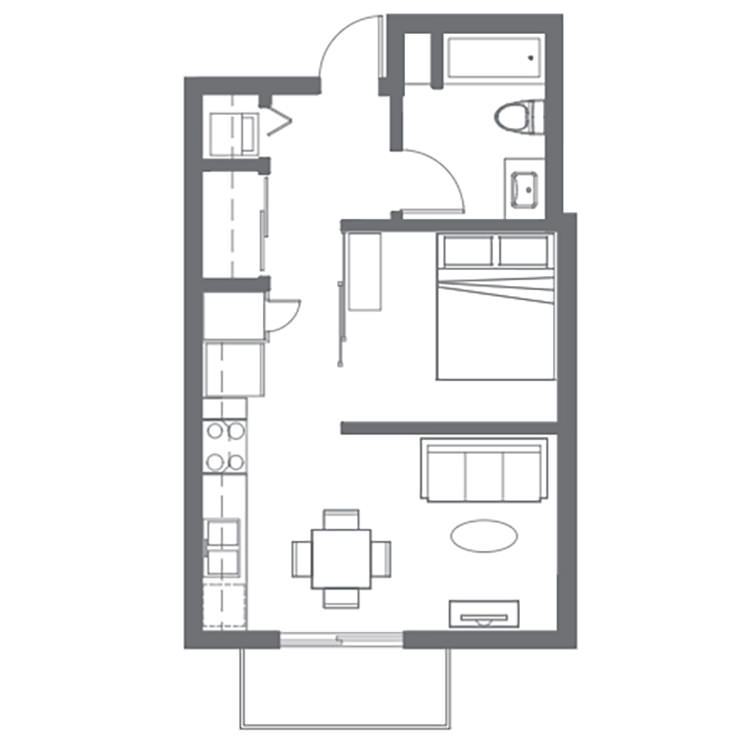 Floor plan image of Open 1 Bed 1 Bath G