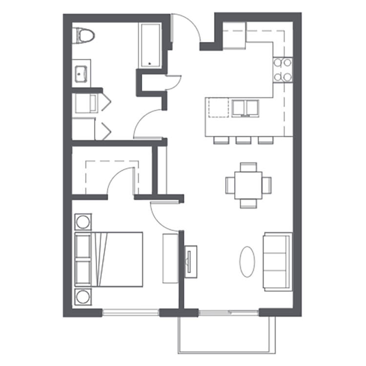 Floor plan image of Open 1 Bed 1 Bath B