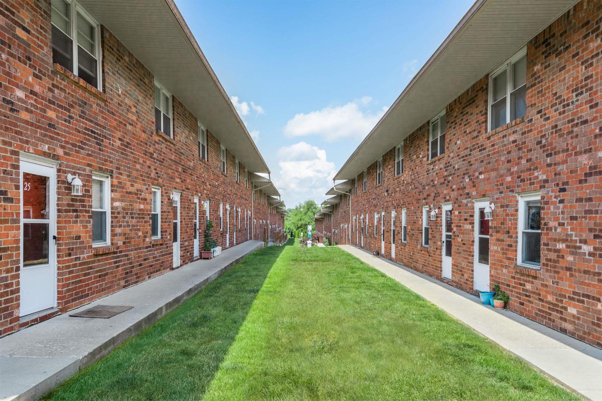 a close up of a brick building