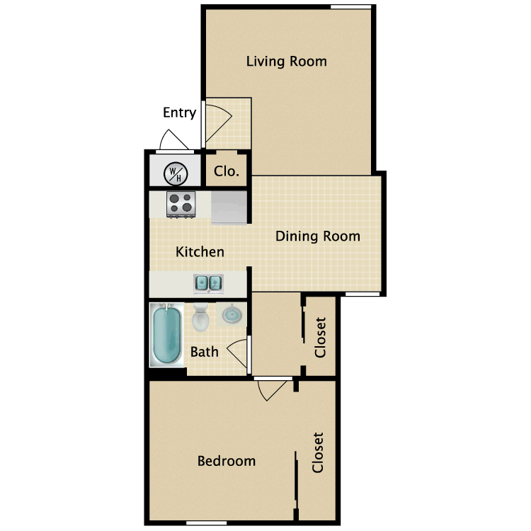 Floor plan image of 1 Bed 1 Bath
