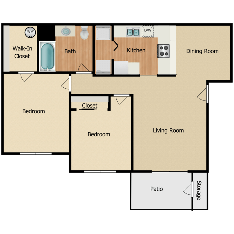 Floor plan image of 2 Bed 1 Bath
