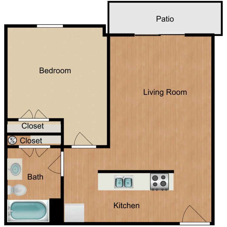 Floor plan image of 1 Bed 1 Bath A