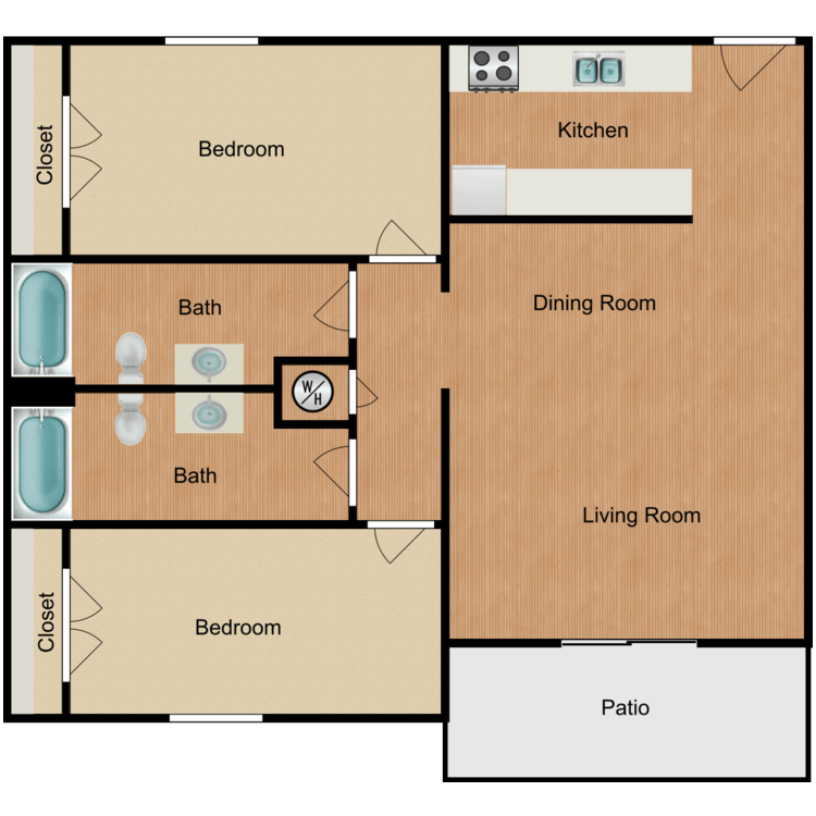 Floor plan image of 2 Bed 2 Bath