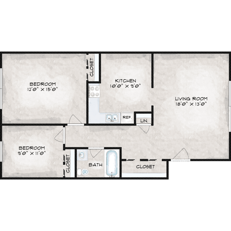 Two Bedroom floor plan image