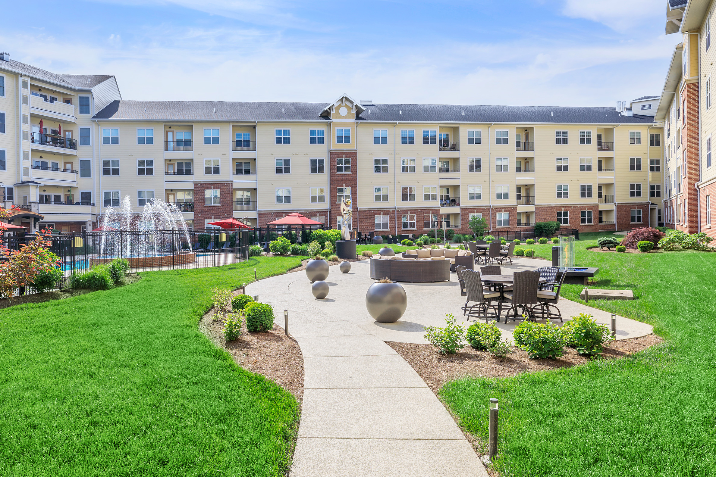 a garden in front of a building