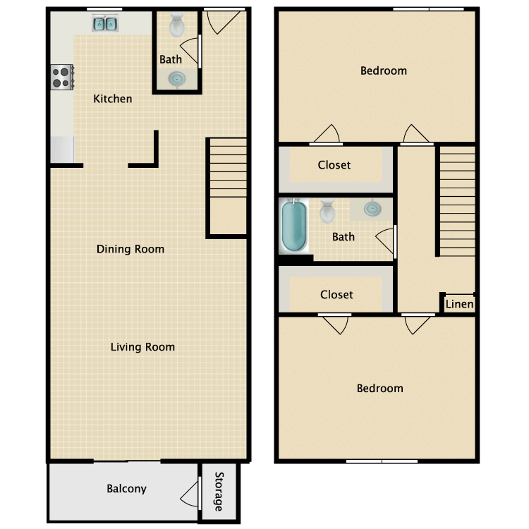 Floor plan image of 2 x 1.5