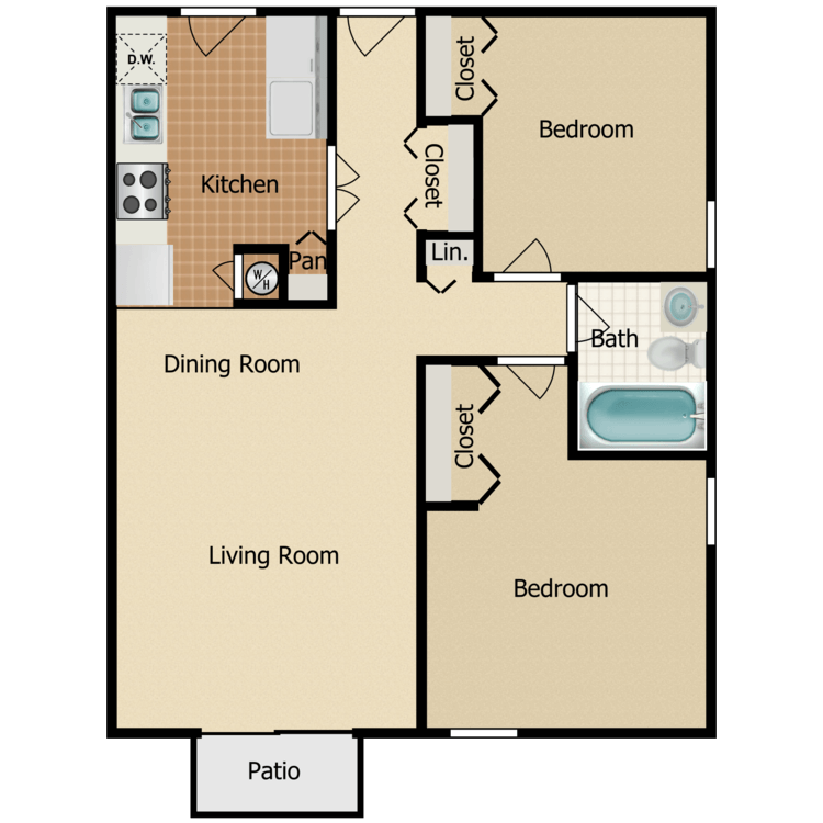 Floor plan image of 2 Bed 1 Bath