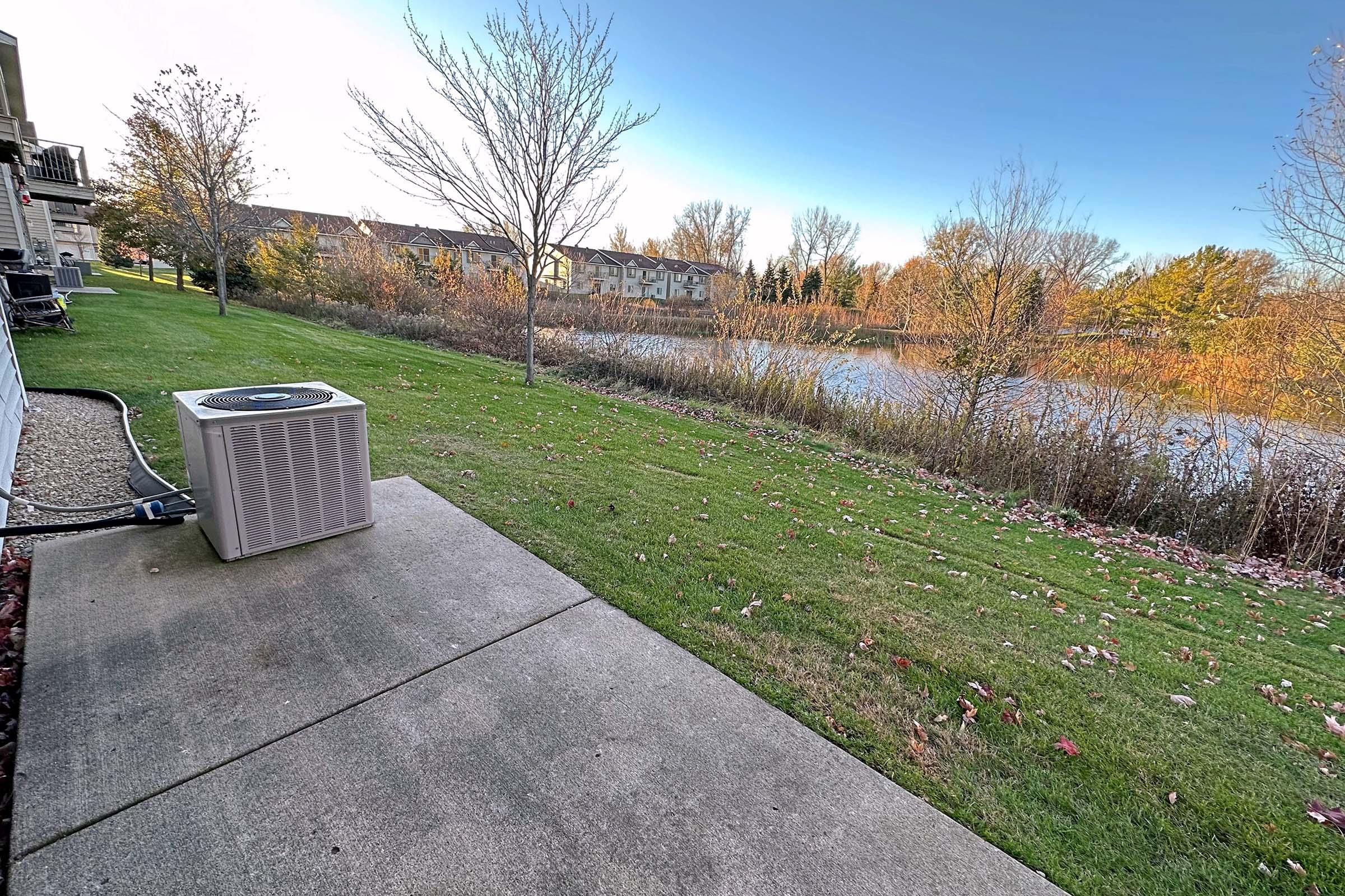 a bench is sitting in the grass